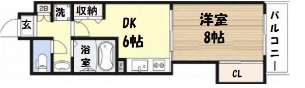 コンソラーレ日本橋(1DK/10階)の間取り写真