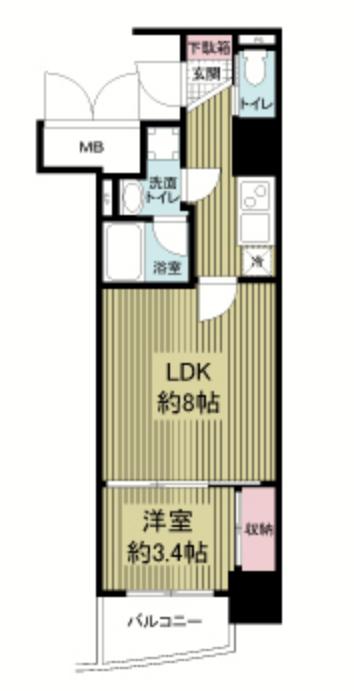 APRILE南森町(1LDK/3階)の間取り写真