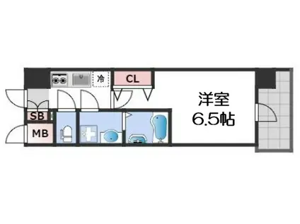 エスリードレジデンス大阪難波(1K/3階)の間取り写真