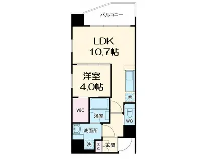 プレジオ松屋町(1LDK/9階)の間取り写真