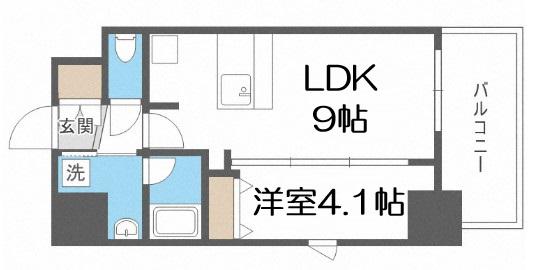 GM難波ウエストD.C(1K/9階)の間取り写真