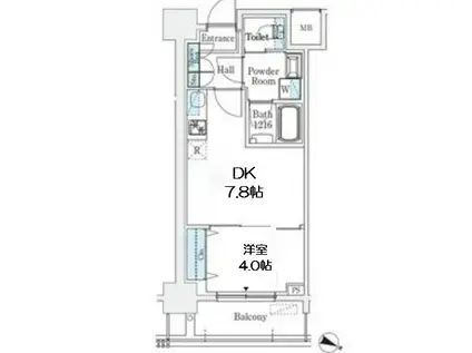 京町堀ビューアパートメント(1DK/4階)の間取り写真