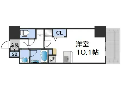 MELDIA CREST TAPP NAMBA ウエスト(ワンルーム/10階)の間取り写真