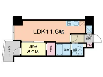 セレニテ本町グランデ(1LDK/13階)の間取り写真
