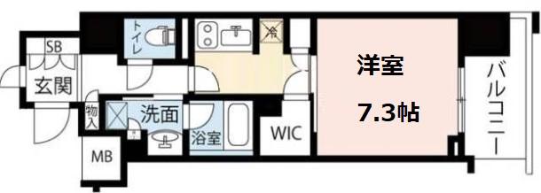 パークアクシス うつぼ公園(1K/9階)の間取り写真