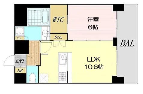 プレサンス九条グランデリーヴ(1LDK/12階)の間取り写真