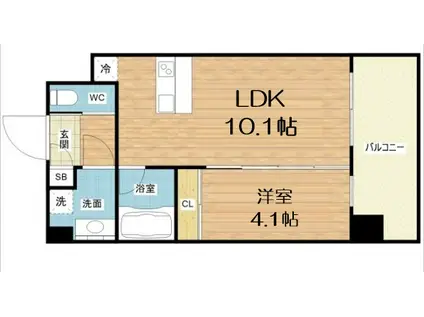 プレジオ弁天町(1LDK/8階)の間取り写真