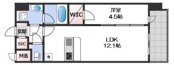 スプランディッド新大阪VII(1LDK/8階)の間取り写真