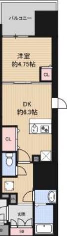 LUXE難波南(1DK/9階)の間取り写真