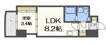 セレニテ本町グランデ(1DK/4階)の間取り写真