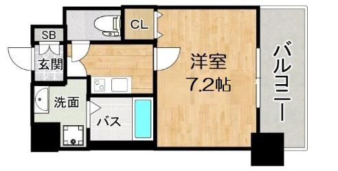 CASSIA福島駅前(1K/6階)の間取り写真