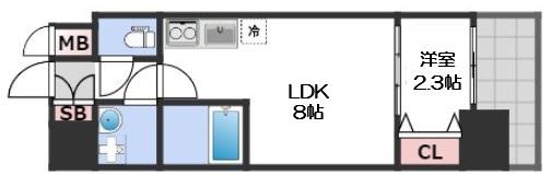 セレニテ日本橋ミラク(1LDK/8階)の間取り写真