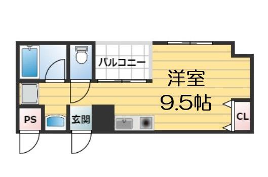 フレアコート北浜(ワンルーム/7階)の間取り写真