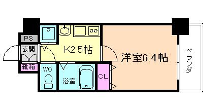 プレサンス淀リーヴァ(1K/2階)の間取り写真