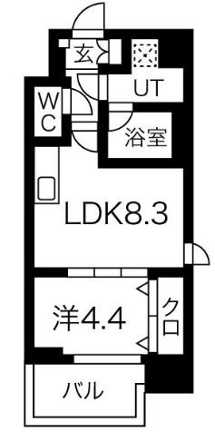 SPLENDIDE NAMBAIII(1LDK/11階)の間取り写真