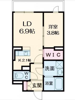 サザンクレスト高師浜(1LDK/2階)の間取り写真