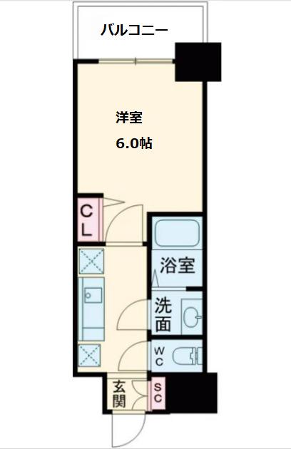 GM難波ウエストD.C(1K/2階)の間取り写真