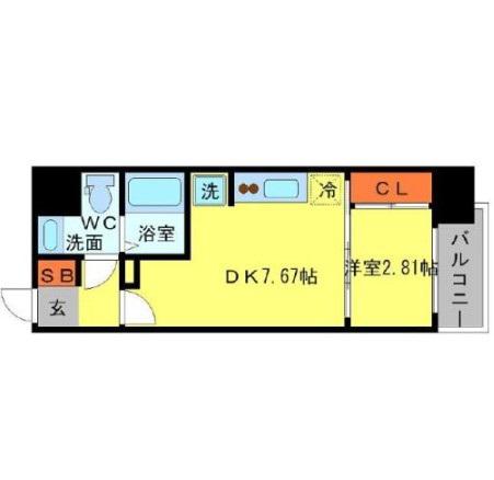 SERENITE新大阪(1DK/8階)の間取り写真