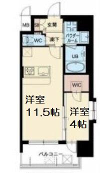 スプランディッド中之島DUE(1LDK/7階)の間取り写真