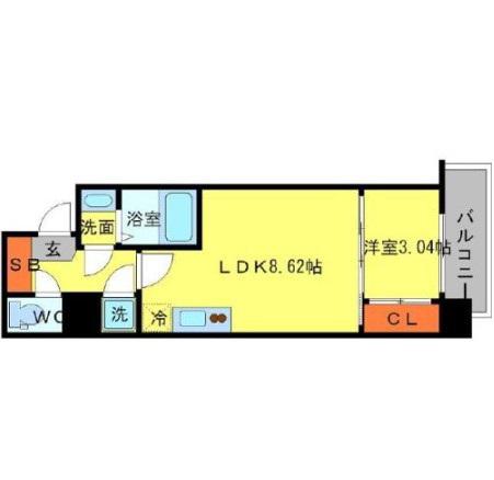 SERENITE新大阪(1LDK/11階)の間取り写真