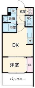 D.CLAREST本庄東FJRE(1DK/6階)の間取り写真