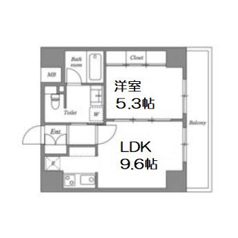 南堀江アパートメントグランデ(1LDK/2階)の間取り写真