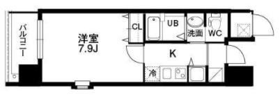 クラウンハイム北心斎橋フラワーコート(1K/2階)の間取り写真