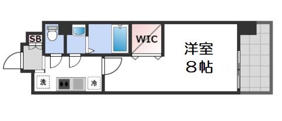 LUXE難波南(1K/7階)の間取り写真