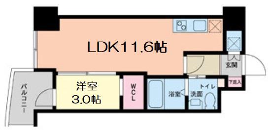 セレニテ本町グランデ(1LDK/10階)の間取り写真