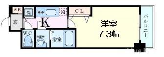 プランドール北浜(1K/5階)の間取り写真