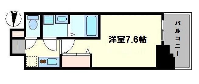ジアコスモ大阪城南Ⅱ(1K/7階)の間取り写真