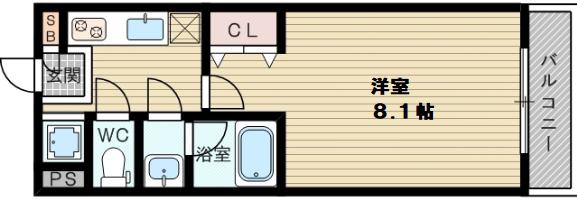 レジディア新大阪(1K/4階)の間取り写真