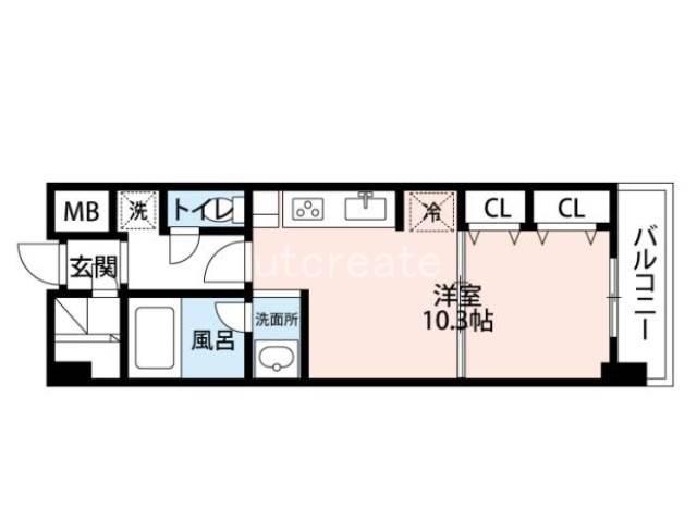 KDX堺筋本町レジデンス(ワンルーム/8階)の間取り写真