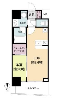 セレニテ江坂グランデ(1LDK/3階)の間取り写真