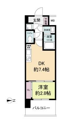 セレニテ江坂ミラク(1DK/6階)の間取り写真