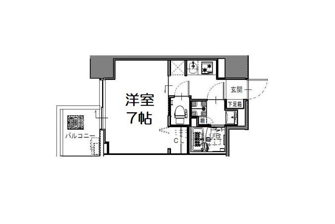 S-RESIDENCE難波大国町DEUX(1K/12階)の間取り写真