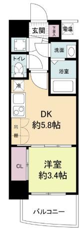 セレニテ新大阪カルム(1DK/2階)の間取り写真