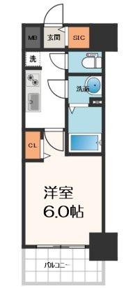 ララプレイス大阪新町ヴェレ(1K/9階)の間取り写真