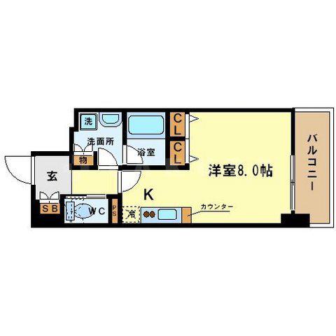 アーバネックス北浜(ワンルーム/11階)の間取り写真