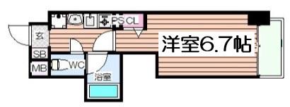 エステムコート大阪城南II(1K/6階)の間取り写真