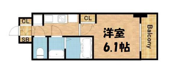 プレサンス難波ヴィータ(1K/6階)の間取り写真