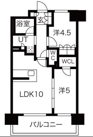 SK RESIDENCES SHINSAIBASHI(2LDK/6階)の間取り写真