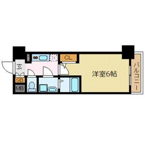 エスリード難波ザ・アーク(1K/12階)の間取り写真