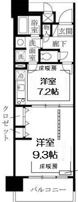 ロイヤルパークスなんば(1DK/8階)の間取り写真