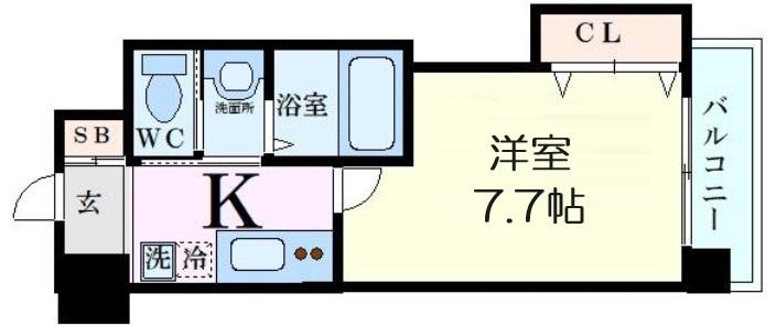 LUXE新大阪1(1K/7階)の間取り写真