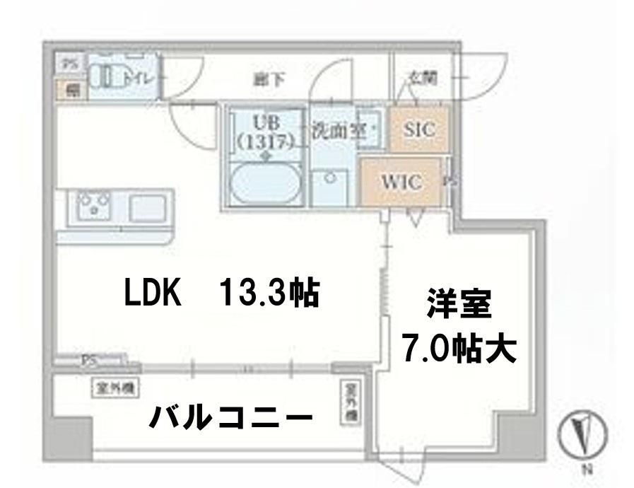 ル・モベイ天神橋(1LDK/3階)の間取り写真