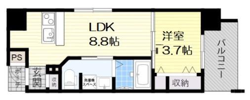 アバンティ南堀江ウエスト(1LDK/7階)の間取り写真