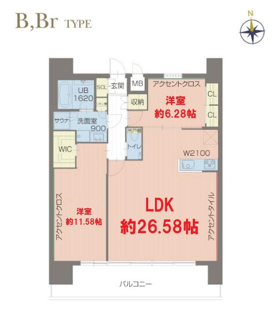 プレジオ北浜(2LDK/13階)の間取り写真