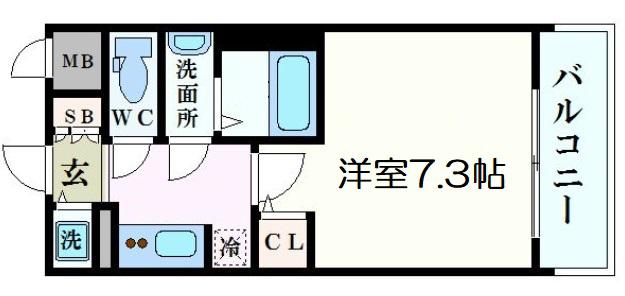 サムティ江戸堀ASUNT(1K/8階)の間取り写真