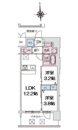 スプランディッド大阪イースト(2LDK/5階)の間取り写真